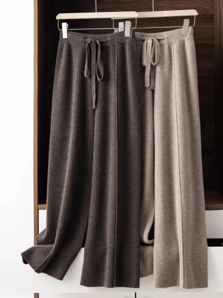 ハイウエスト ニットワイドパンツ