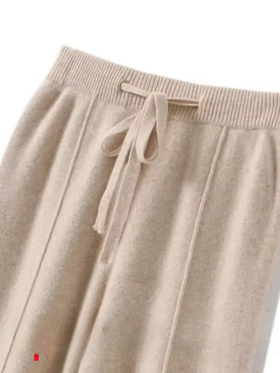 ハイウエスト ニットワイドパンツ